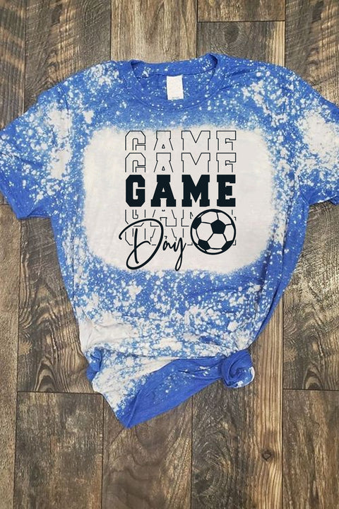 Game Day Soccer Mom Ball Bleached Print T-Shirt