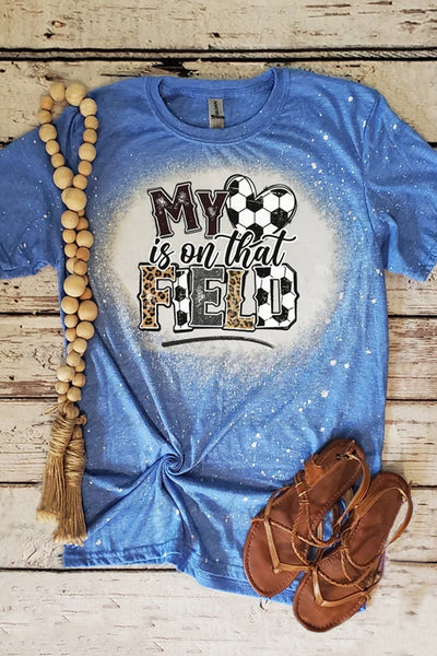 My Heart Is On That Field Soccer Ball Bleached Print T-shirt