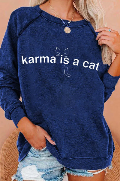 Karma ist ein Cat Loose Fit Sweatshirt