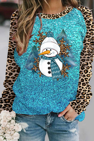 Glitter Leopard Showman Winter Print Sweatshirt