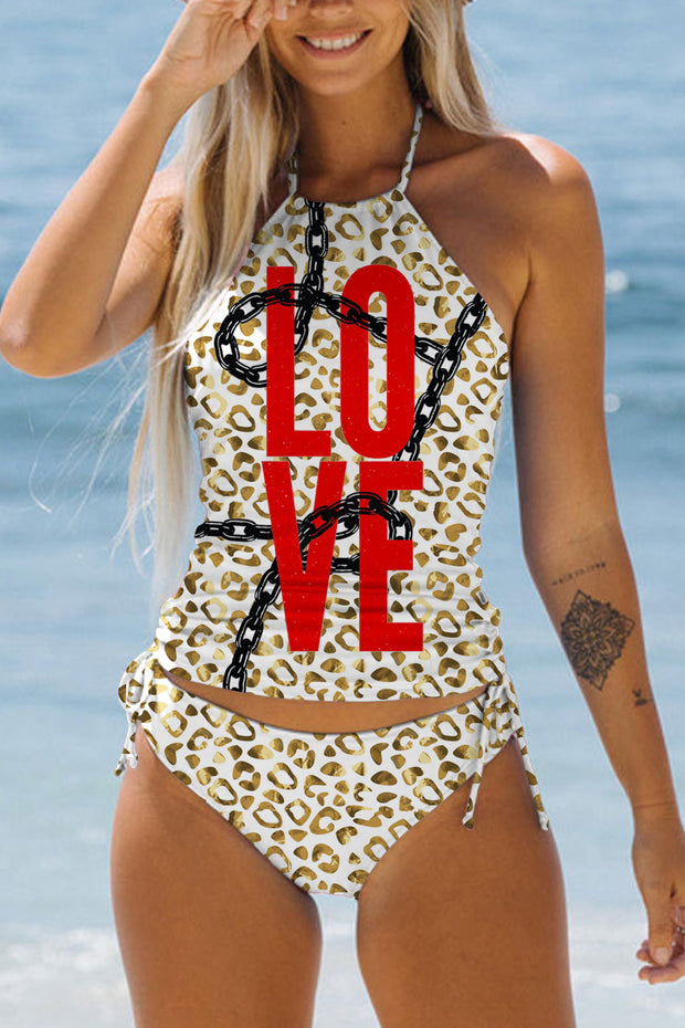 Love & Chain Gold Leopard Print Swimsuit