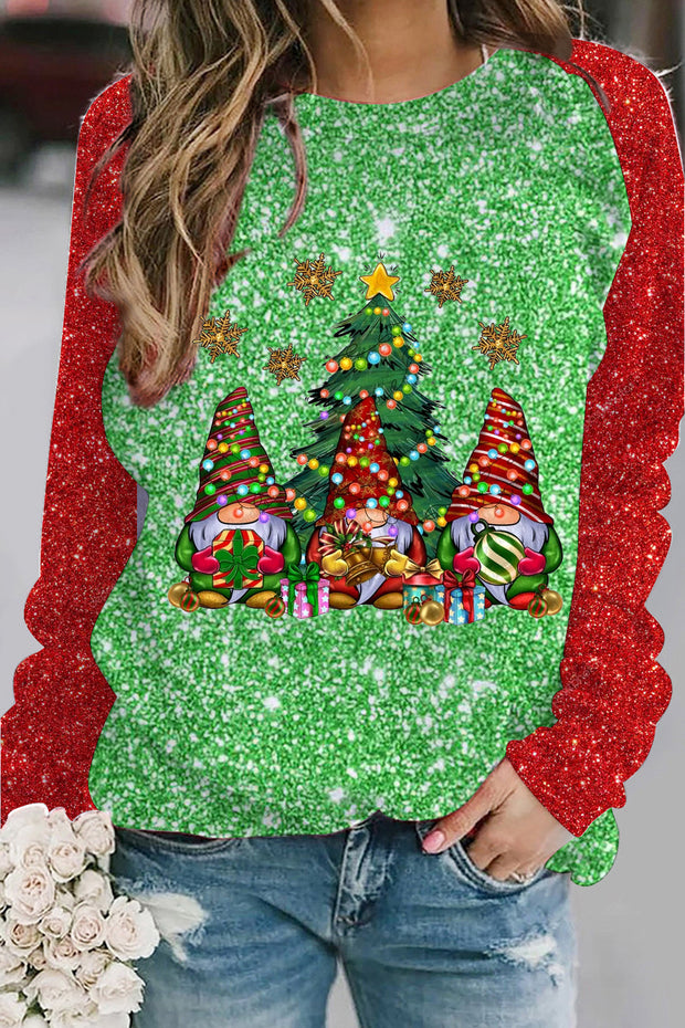 Christmas Lanterns Gnome Glitter Sweatshirt