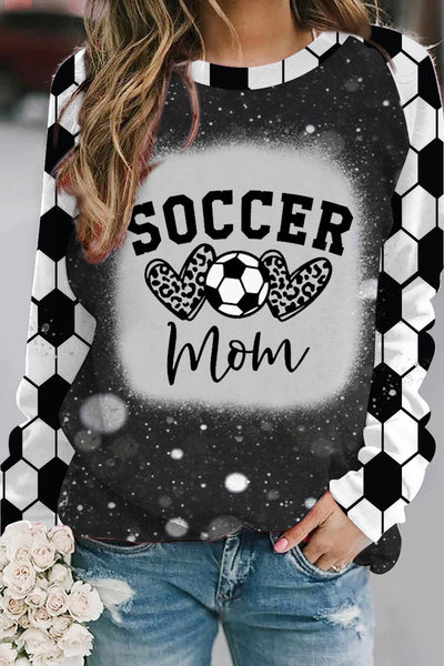 Soccer Mom Leopard Heart Print Bleached Sweatshirt