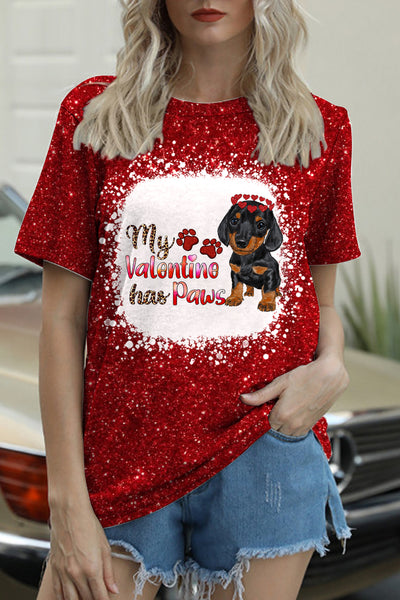 My Valentine Has Paws Print T-Shirt
