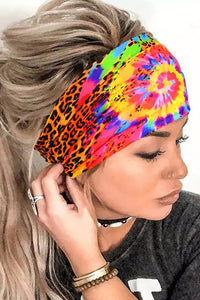 Leopard Tie Dye Swirl Wide Headband