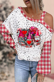 Gnomies Print Off-shoulder Blouse