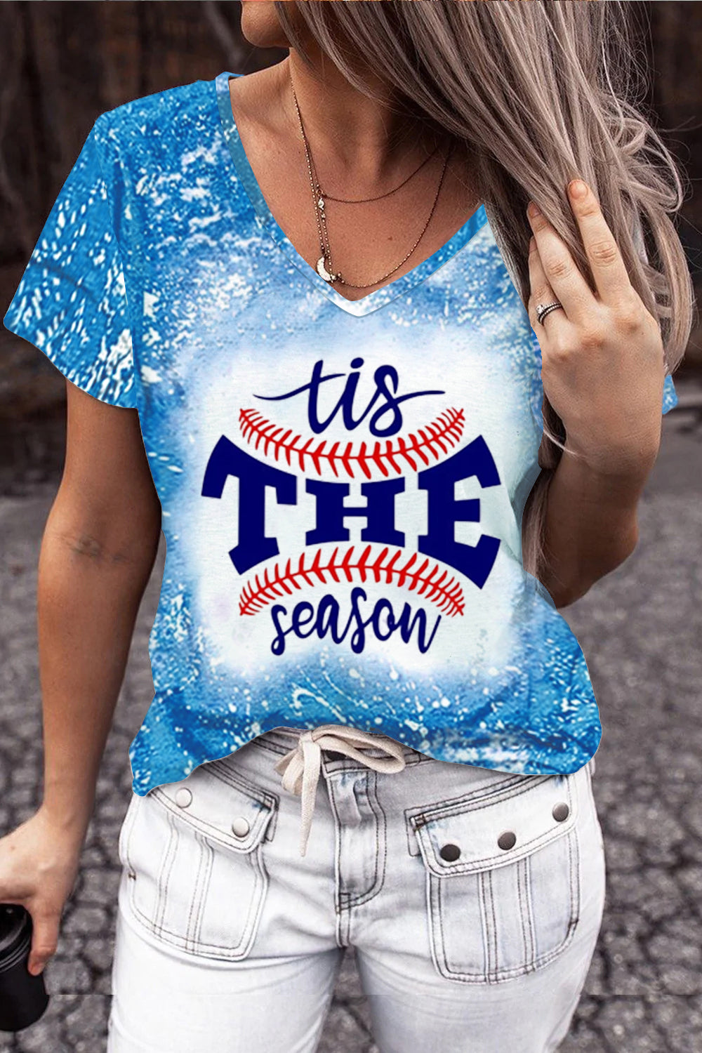 American Flag Tis the Season Baseball Softball Printed T-shirt