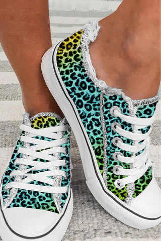 Tie Dye Gradient Leopard Coff Drink Football Canvas Shoes Sneakers