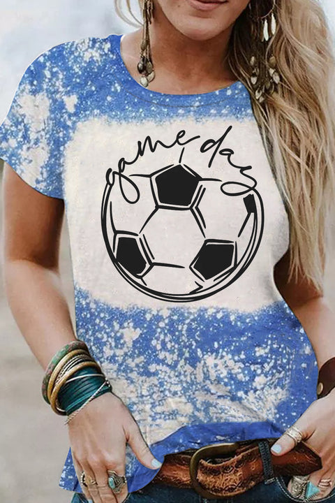 Game Day Soccer Mom Ball Bleached Print T-Shirt