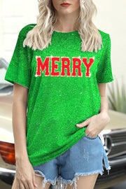 Chenille Patch Merry Christmas T-Shirt