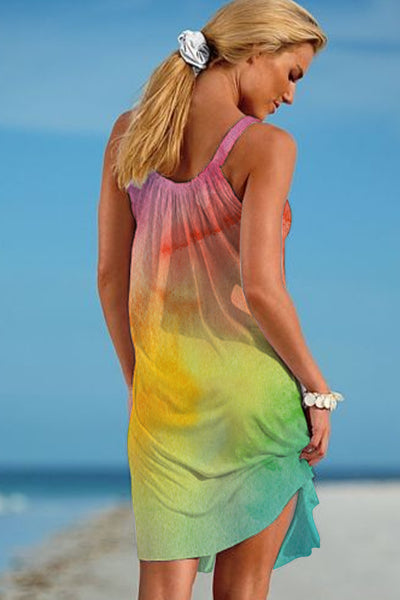 LOVE IS LOVE Rainbow Tie Dye Beach Sleeveless Dress
