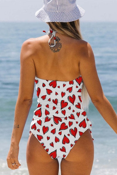 Love Heart Print Bikini Swimsuit