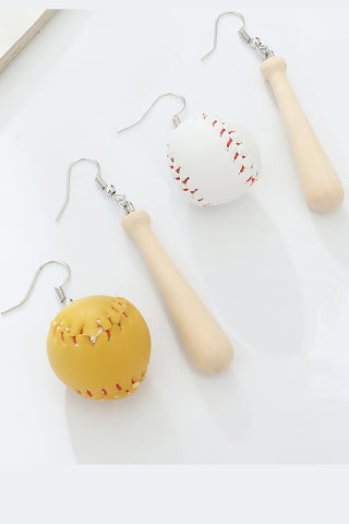 Baseball Softball Ball & Bat Earrings