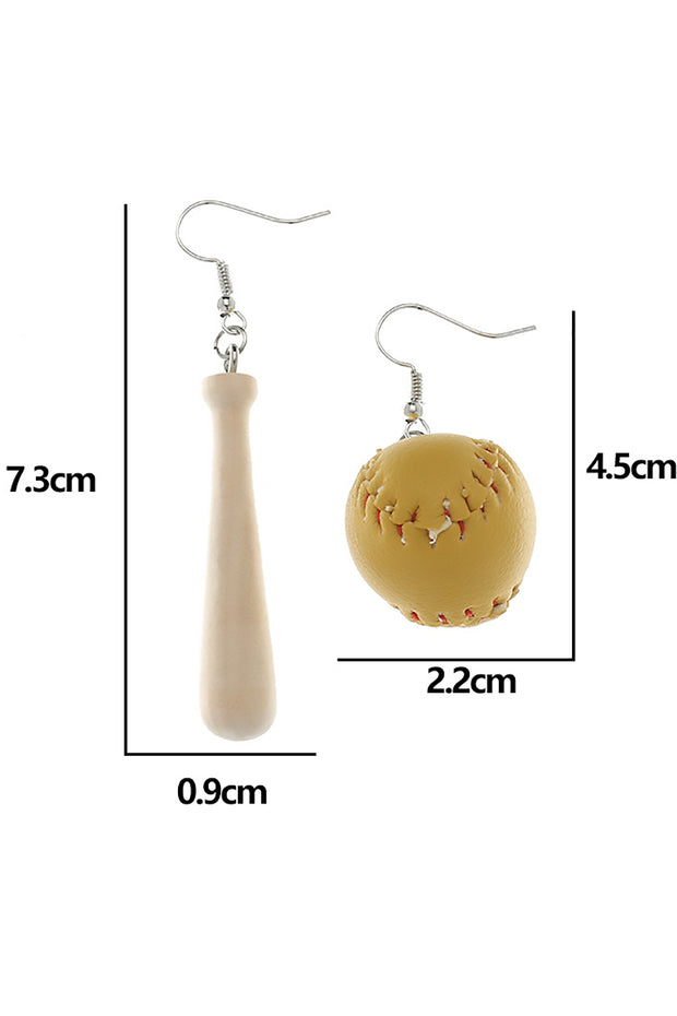 Baseball Softball Ball & Bat Earrings