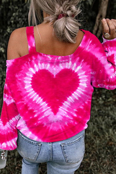 Pink and Red Tie-Dye Off-shoulder Blouse
