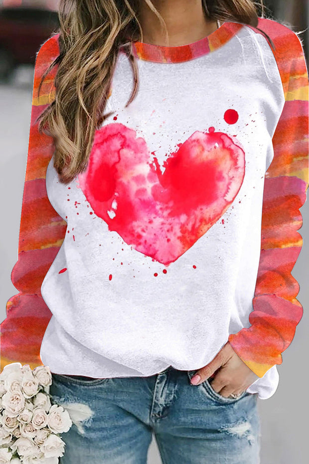 Watercolor Splatter Heart-Shaped Sweatshirt