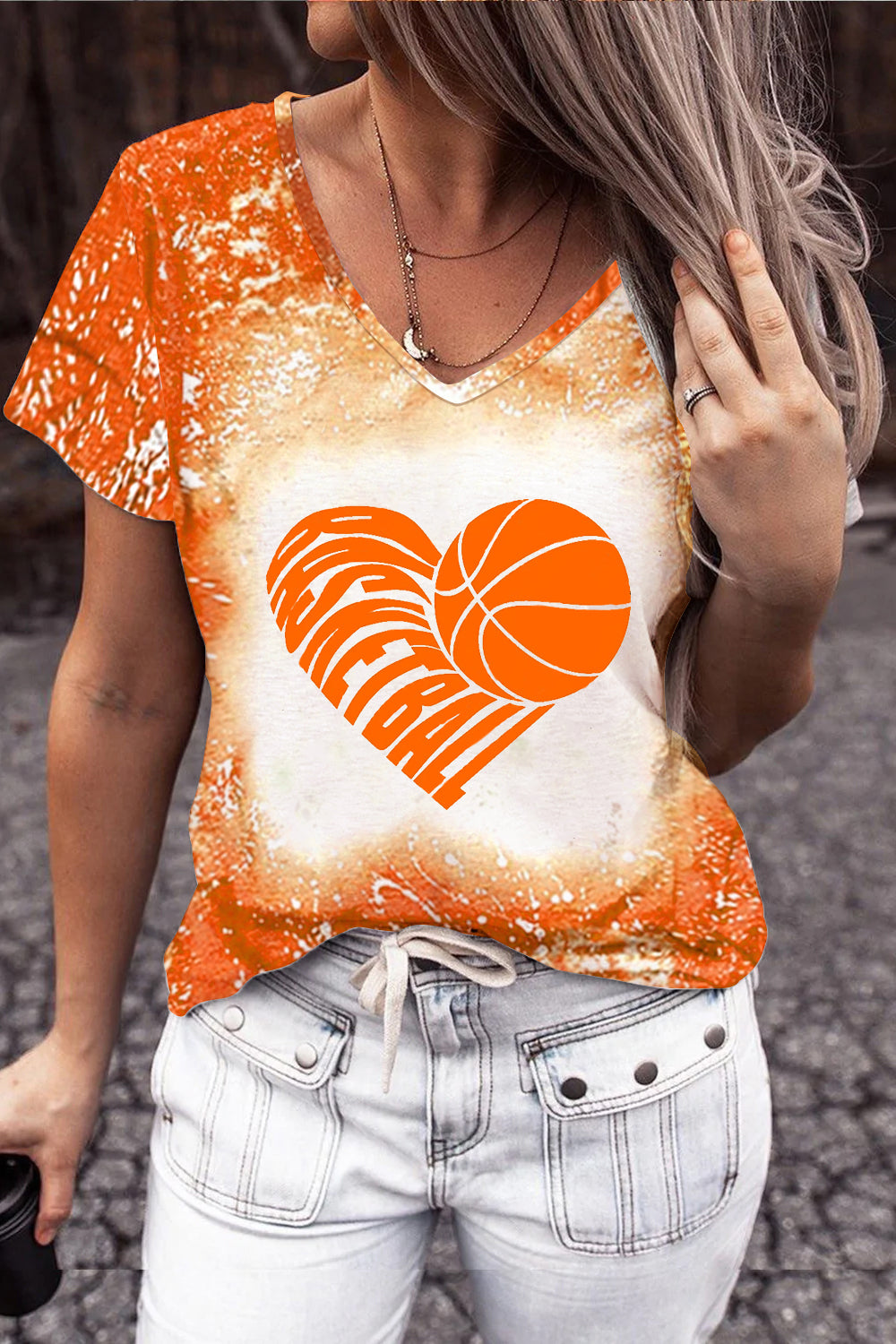 Basketball Heart Bleached T-Shirt