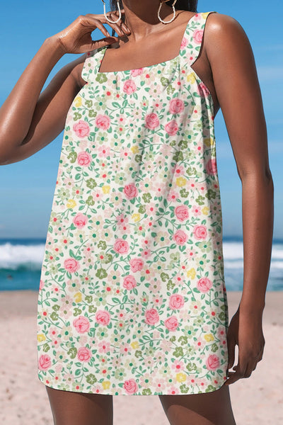 Beach Vacation Retro Idyllic Country Style Nostalgic Cute Small Cluster Of Flowers Cami Dress