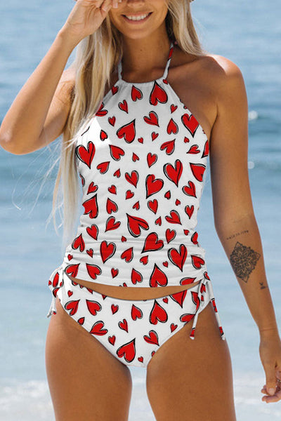 Love Heart Print Bikini Swimsuit