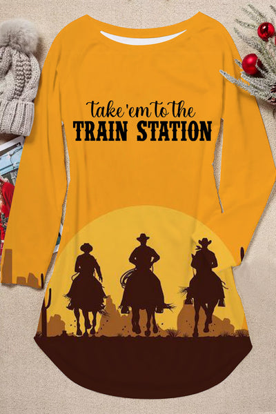 Take Em To The Trainstation Print Tunic