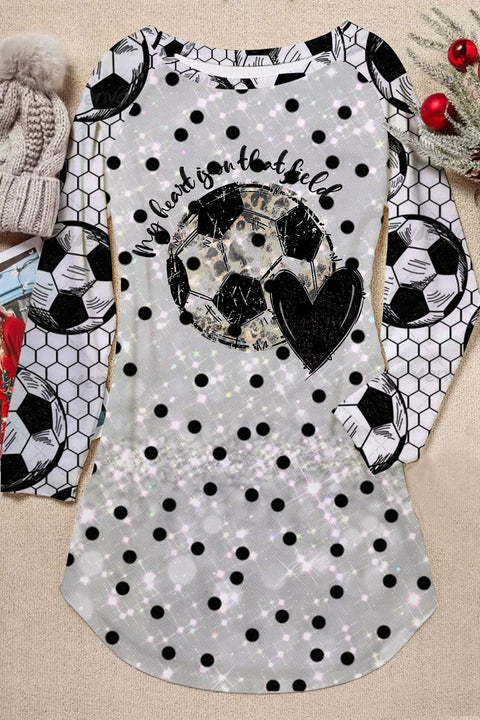 My Heart is On That Field Soccer Leopard Heart Print Tunic