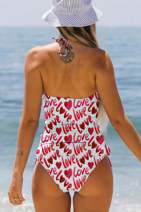 Heart Print Retro Bikini Swimsuit