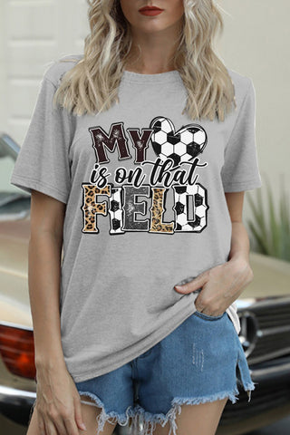 My Heart Is On That Field Soccer Ball Leopard Print T-Shirt