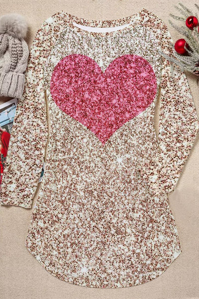Glitter Heart Print Tunic