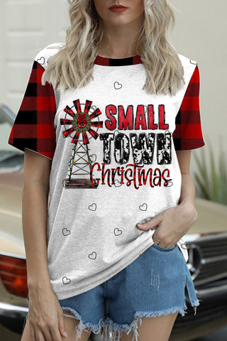Small Town Christmas Print T-shirt