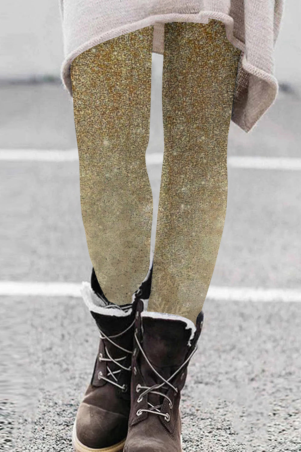 Brown Glitter Print Leggings