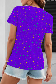 MArdi GRAS Mask Floral Font Purple T-Shirt