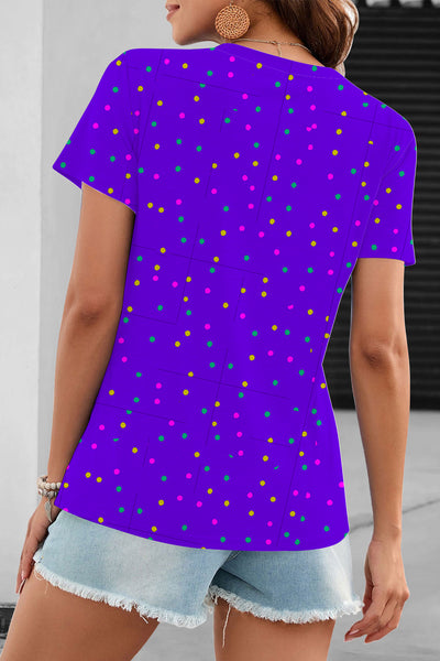 MArdi GRAS Mask Floral Font Purple T-Shirt