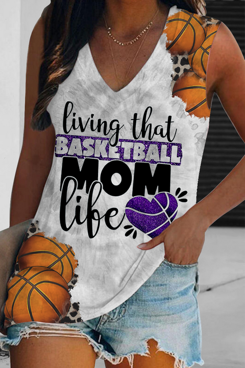 Living That Basketball Mom Vibe Sleeveless V-neck Tank