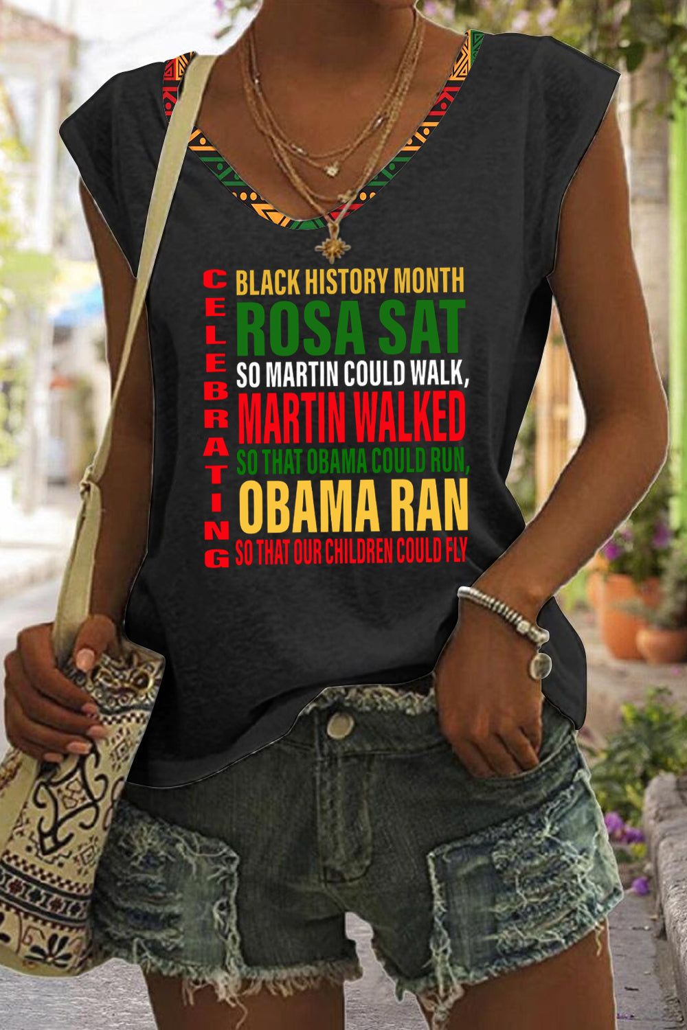 Vintage Black History Month African American Inspiring Printed Tank Top