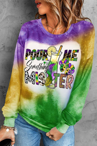 Pour Me Something Mister Mardi Gras Glitter Print Sweatshirt