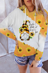 Western Gnomes With Bees And Sunflowers Plaid Print Hoodie