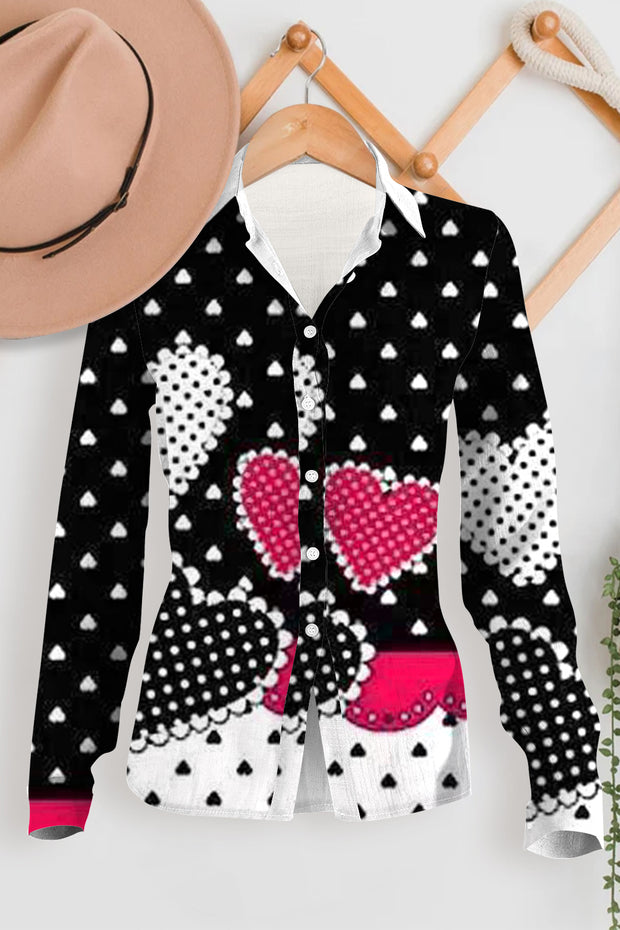 Love Polka Dots Heart Long Sleeve Shirt