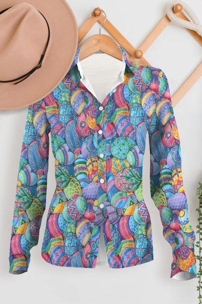 Happy Easter Day Colorful Eggs Long Sleeve Shirt