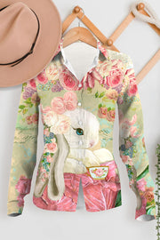 Vintage Easter Bunny Easter Afternoon Tea Long Sleeve Shirt