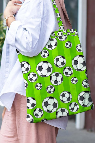 Striped Soccer Ball Tote Bag