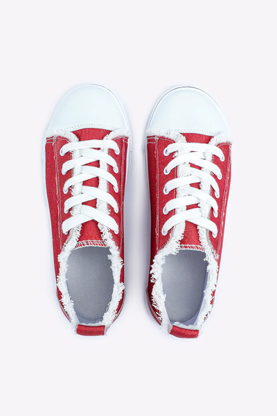 Red Flat Shoes Canvas Sneakers