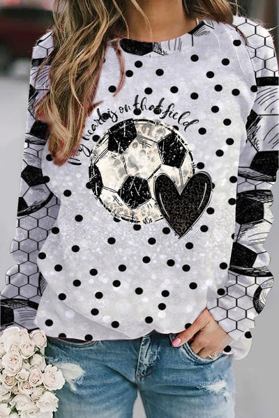 My Heart is On That Field Soccer Leopard Heart Print Sweatshirt