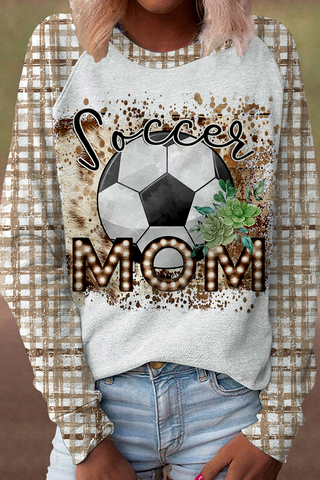 Retro Soccer Mom Tie Dye Check Print Sweatshirt