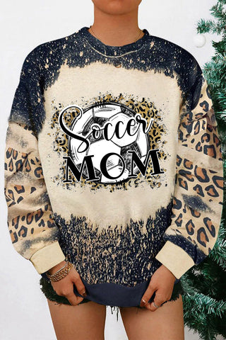 Soccer Mom Ball Leopard Bleached Print Sweatshirt