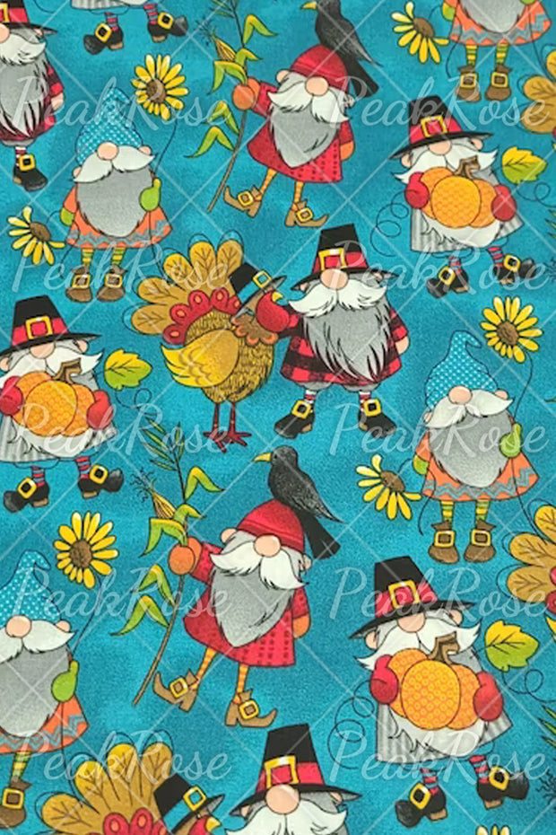 Retro Vintage Christmas Gnomes Turkey Print Sleeveless Dress