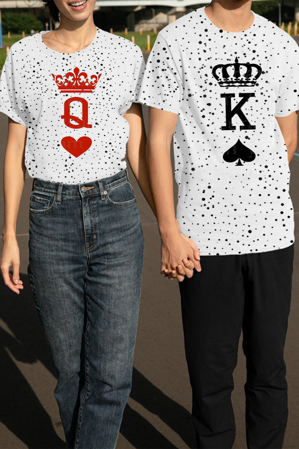 King & Queen Print Couple Outfit T-Shirt