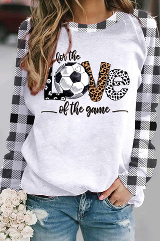 Love The Game Of Soccer Leopard Plaid Print Sweatshirt