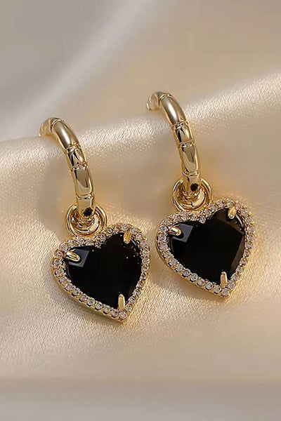Black Peach Heart Earrings
