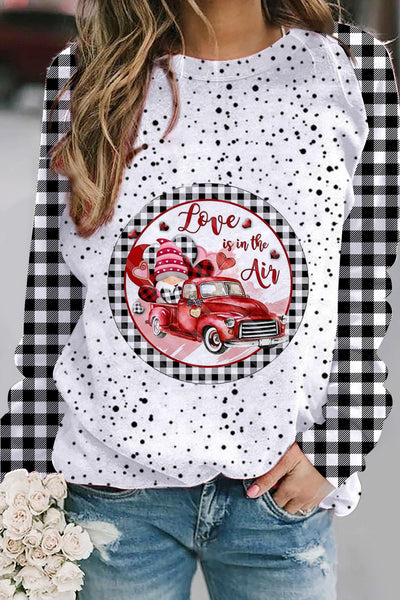 Black & White Checkered Splash-ink Elf Love Car Sweatshirt