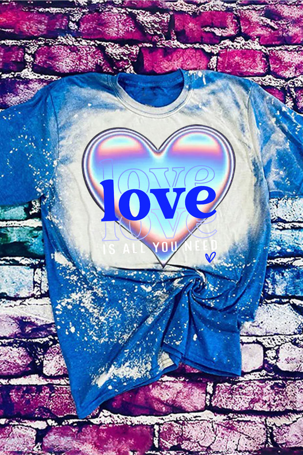 Blue Laser Love Letters Printed T-Shirt